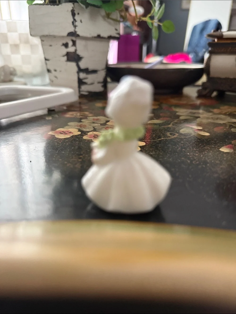 Vintage Bone China Flower Girl by Napco Figurine Girl with Pastel Accents -